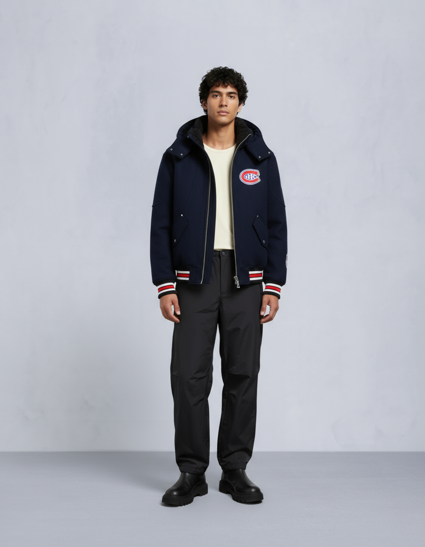 NHL X MOOSE KNUCKLES CANADIENS BOMBER JACKET-NAVY/RED/BONE/BLACK