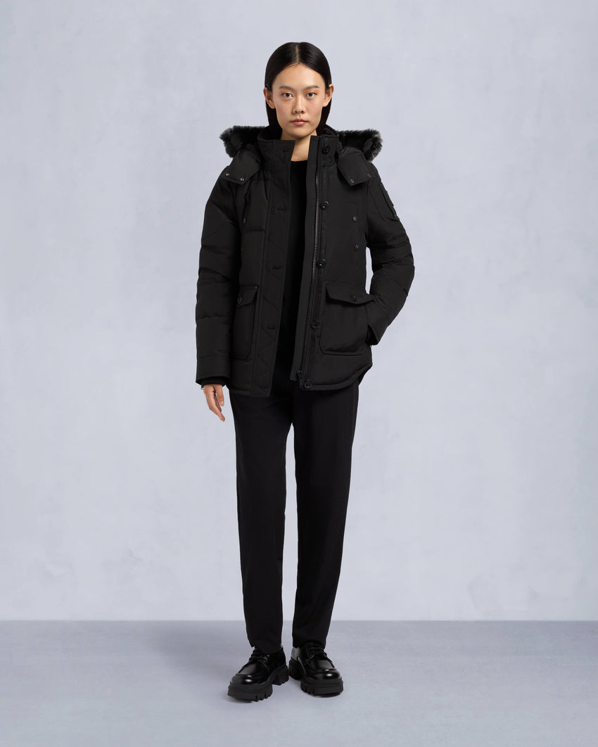 ONYX ANGUILLE SHEARLING TRIM JACKET-GREY BIRCH/ICE