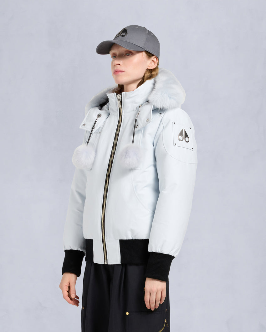 ORIGINAL DEBBIE SHEARLING TRIM BOMBER JACKET-OXYGEN