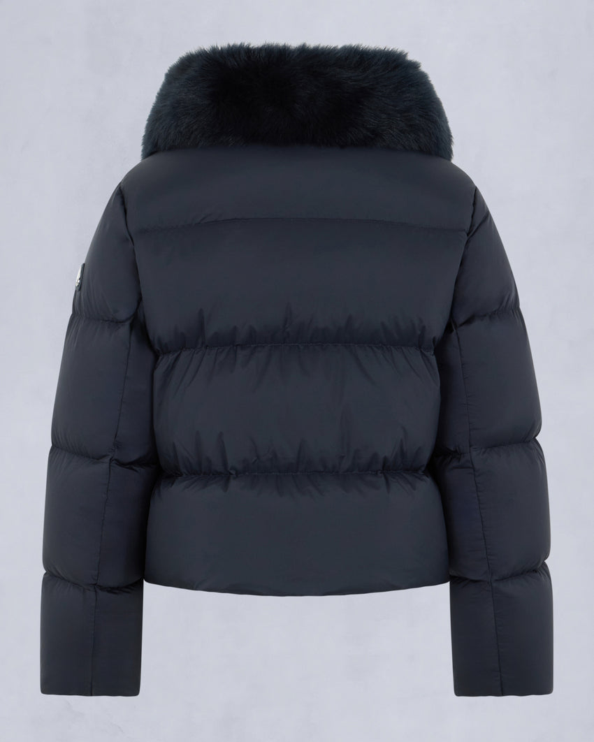 BELLE DUNE SHORT SHEARLING TRIM PUFFER-NAVY